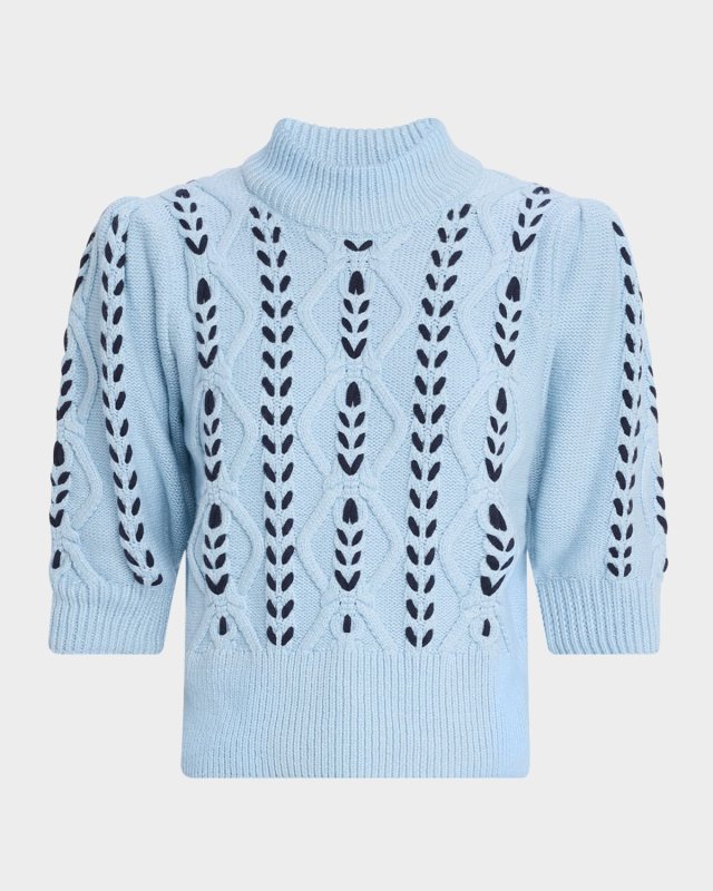 Addy Laced Cable-Knit Mock Sweat